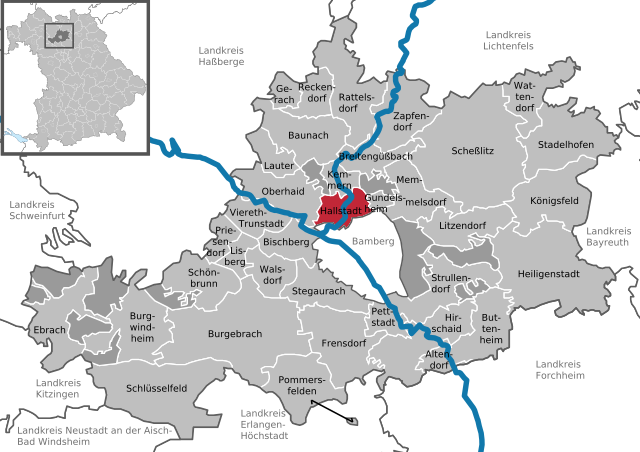 Läget för Hallstadt i Landkreis Bamberg