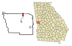 Location in Harris County and the state of Georgia
