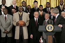 Riley and the Miami Heat with President George W. Bush, February 2007 Heatwhitehouse.jpg