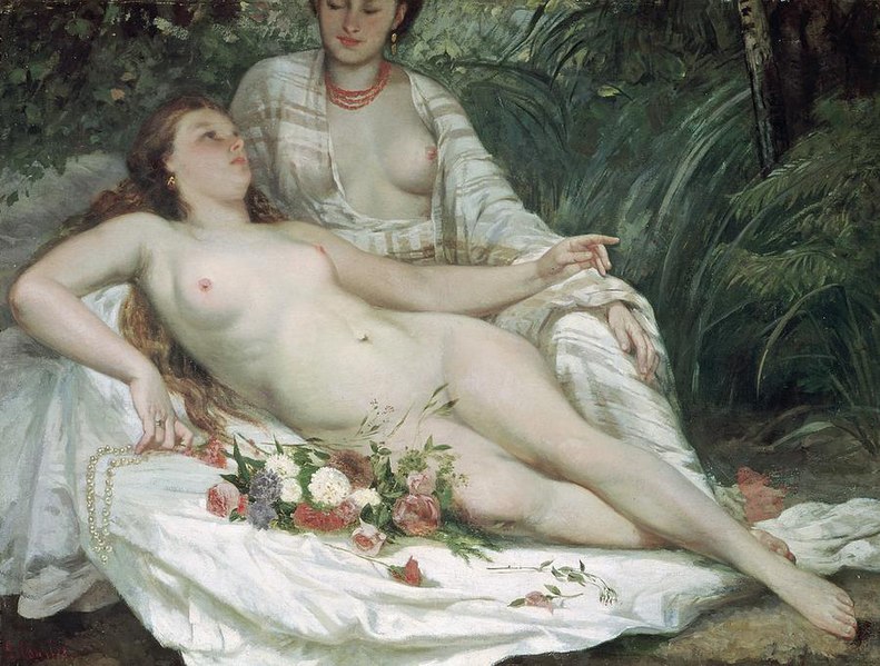 File:Hector Hanoteau and Gustave Courbet, 1858, Bathers or Two Nude Women.jpg