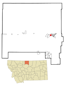 Hill County Montana Incorporated и Некорпоративные районы West Havre Highlighted.svg