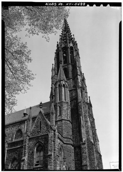 File:Historic American Buildings Survey, May 1965, EXTERIOR VIEW-DETAIL OF STEEPLE AND SOUTH SIDE. - St. Louis Roman Catholic Church, Main and Edward Streets, Buffalo, Erie County, NY HABS NY,15-BUF,7-7.tif