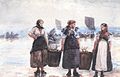 Fisherwomen, Cullercoats, akvarelli 1881