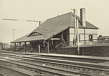 Brighton station in the late 1800s. The station, designed by H.H. Richardson, was demolished in 1959. Houghton MS Typ 1070 - Richardson, Brighton Railroad Station.jpg