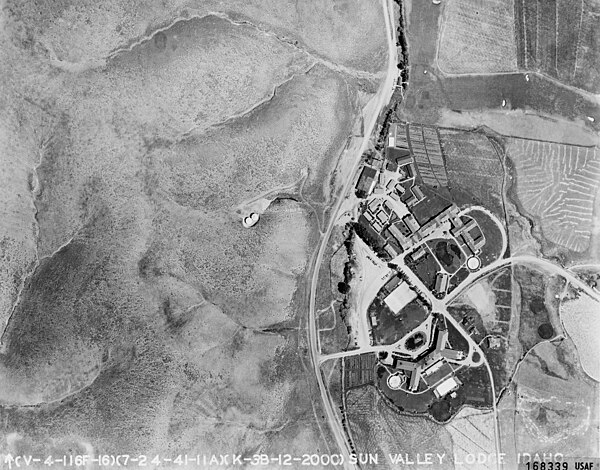 Sun Valley Lodge aerial view, 1941