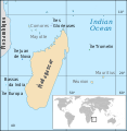 Мапа Расејаних острва у Индијском океану са положајем острва Глориозо