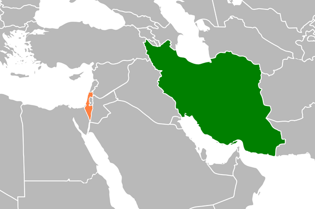  Iran (grøn) og Israel (orange)