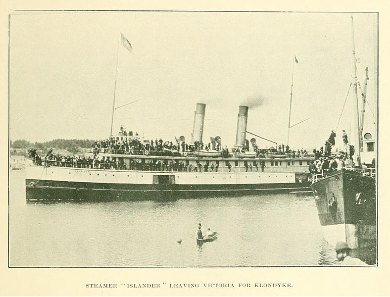 File:Island (steamship) leaving Victoria for Klondike 1897.JPG