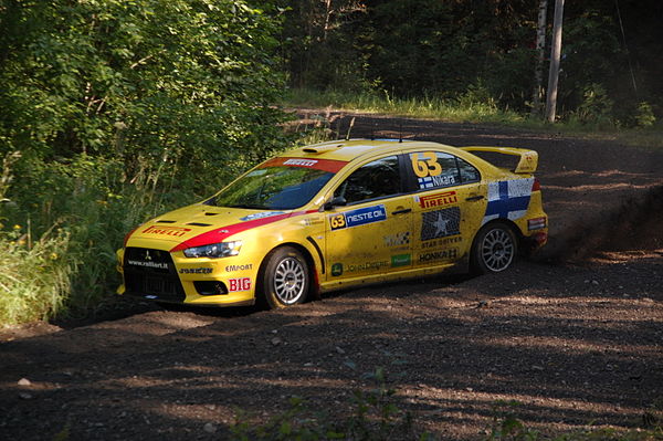 Jarkko Nikara driving at 2009 Rally Finland