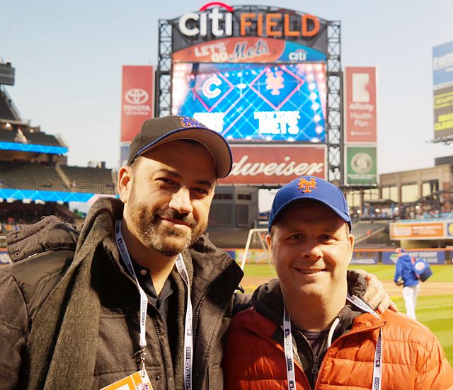Kimmel at Citi Field with his cousin, Sal Iacono, in 2015.