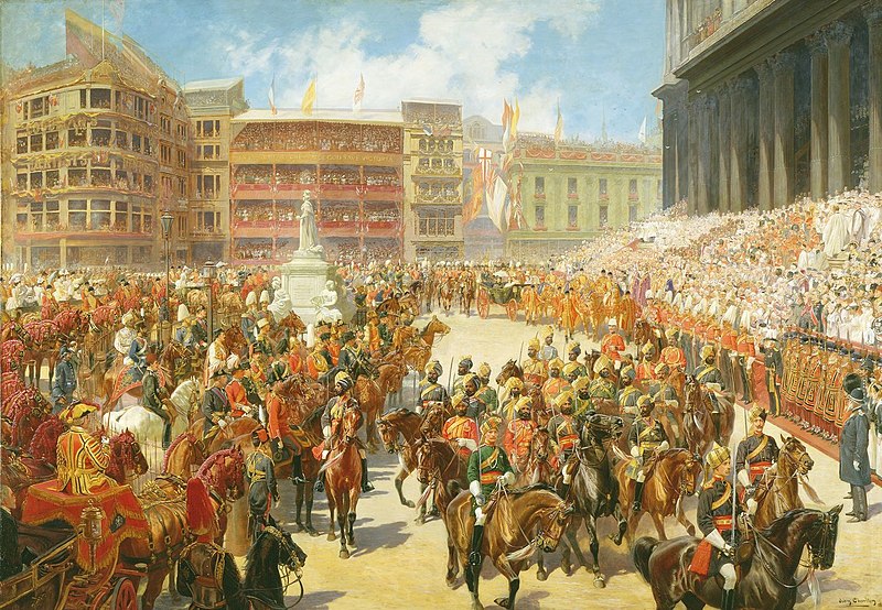 File:John Charlton (1849-1917) - 'God Save The Queen', Queen Victoria arriving at St Paul's Cathedral on the occasion of the Diamond - RCIN 400211 - Royal Collection.jpg