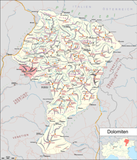Carte des Dolomites avec le Latemar.