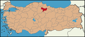 Localização da província de Amásia na Turquia