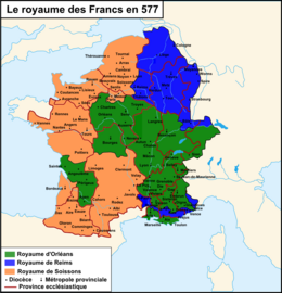 Frankish kingdoms in 577.