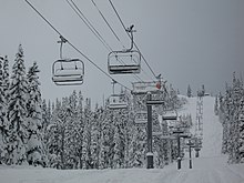 The Silver Fir high speed quad at The Summit at Snoqualmie, Washington Leitner-Poma chairlift 2009.JPG