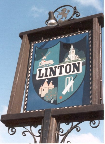 File:Linton's smartly quartered village sign - geograph.org.uk - 893506.jpg