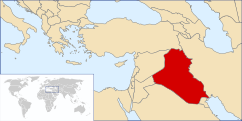 Un mapa mostrant la localització d'Iraq