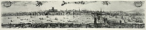 A panorama of London by Claes Visscher, 1616