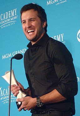 Luke Bryan reached number one for the first time with "Rain Is a Good Thing". LukeBryanApr10.jpg