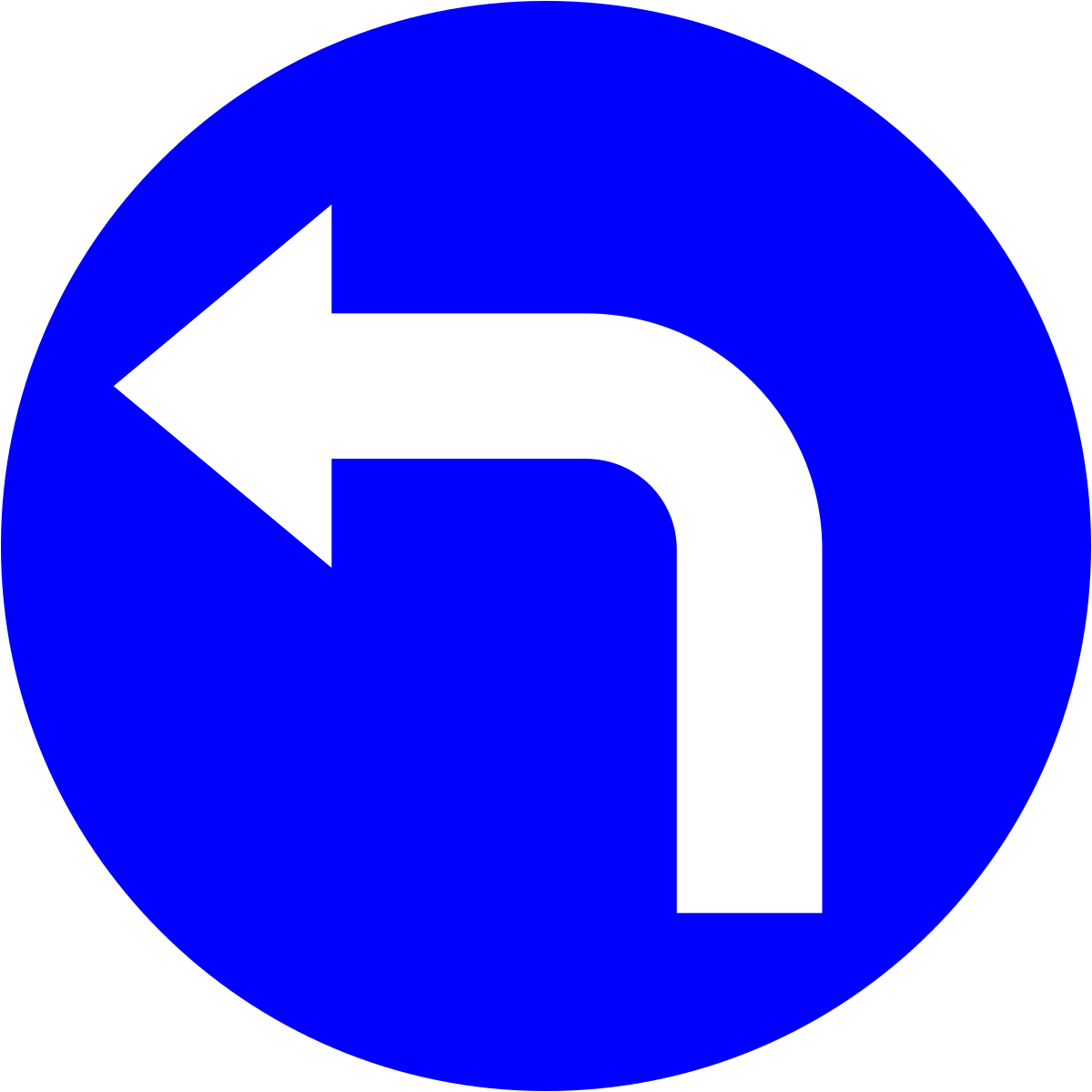 Turn left. Дорожный знак 24/7.