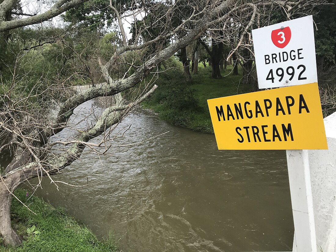 Mangapapa Stream (suba sa Hawke's Bay, lat -40,33, long 175,86)