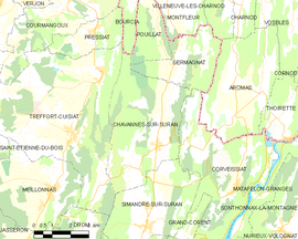Mapa obce Chavannes-sur-Suran
