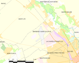 Mapa obce Barberey-Saint-Sulpice