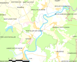 Mapa obce Pontailler-sur-Saône