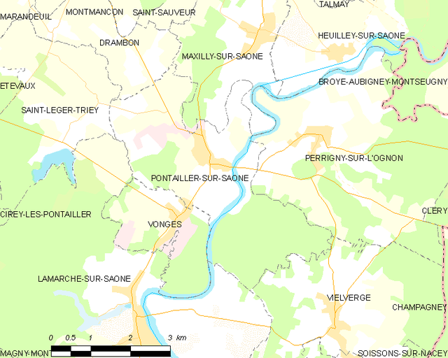 Poziția localității Pontailler-sur-Saône