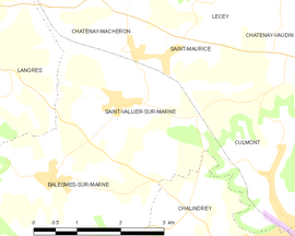 Mapa obce Saint-Vallier-sur-Marne