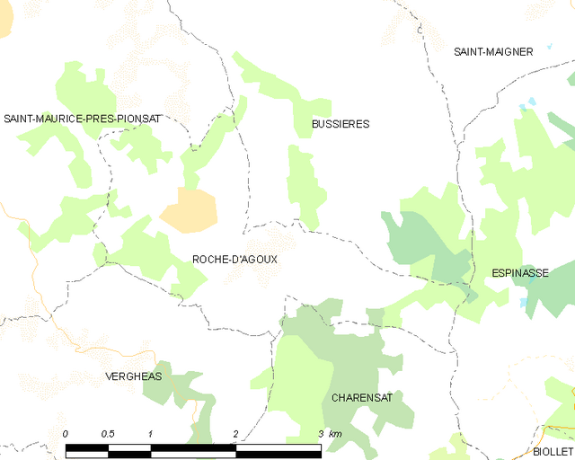 Poziția localității Roche-d'Agoux