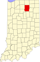 Map of Indiana highlighting Kosciusko County