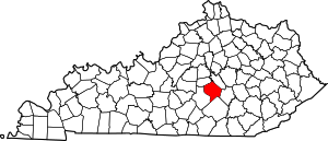 Kaart van Kentucky met de nadruk op Lincoln County