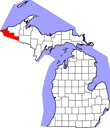 Map of Michigan highlighting Gogebic County.svg