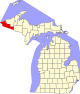 Map of Michigan highlighting Gogebic County.svg