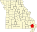 Map of Missouri highlighting Stoddard County Map of Missouri highlighting Stoddard County.svg