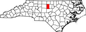 State map highlighting Alamance County