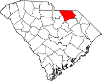 Map of Južna Karolina highlighting Chesterfield County