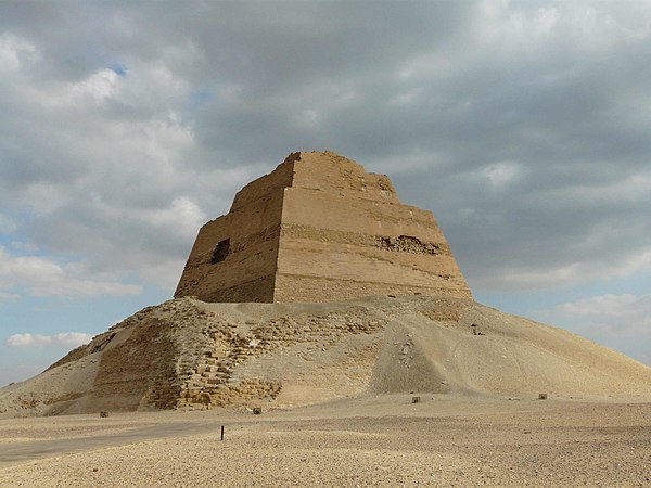 The Pyramid at Meidum was the second built by the Egyptians around 2600 BC. It suffered from many structural defects, causing it to collapse during co