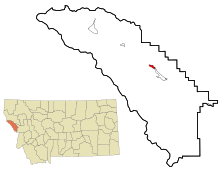 Mineral County Montana Incorporated и Некорпоративные районы Superior Highlighted.svg