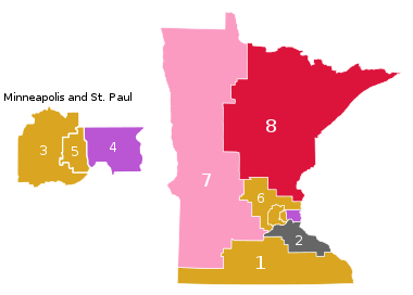 Résultats des élections des caucus présidentiels libertaires du Minnesota par district du Congrès, 2020.svg