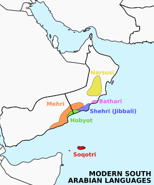 Moderne sør -arabiske språk.svg