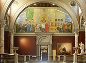 Nationalmuseets trapphall med "Midvinterblot" av Carl Larsson