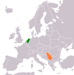 Hollanda ve Sırbistan'ın konumlarını gösteren harita