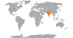 New Zealand மற்றும் India நாடுகள் அமையப்பெற்ற வரைபடம்