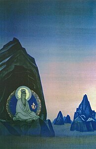 Nikolái Roerich . Agni Yoga . Díptico . Parte izquierda 1928.