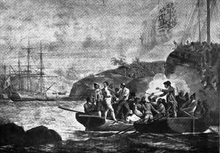 The seizure of James Colnett by Spanish forces, one of several incidents that led to the Nootka Crisis Nootka Crisis.png