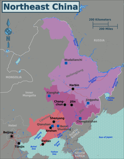 Mapa del noreste de China