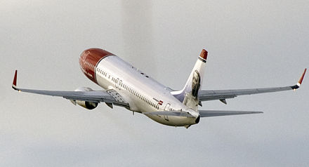 A Norwegian Air Shuttle Boeing 737-800 at Trondheim Airport.