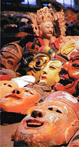 Masks used when performing Nuo opera Nuo opera masks.jpg